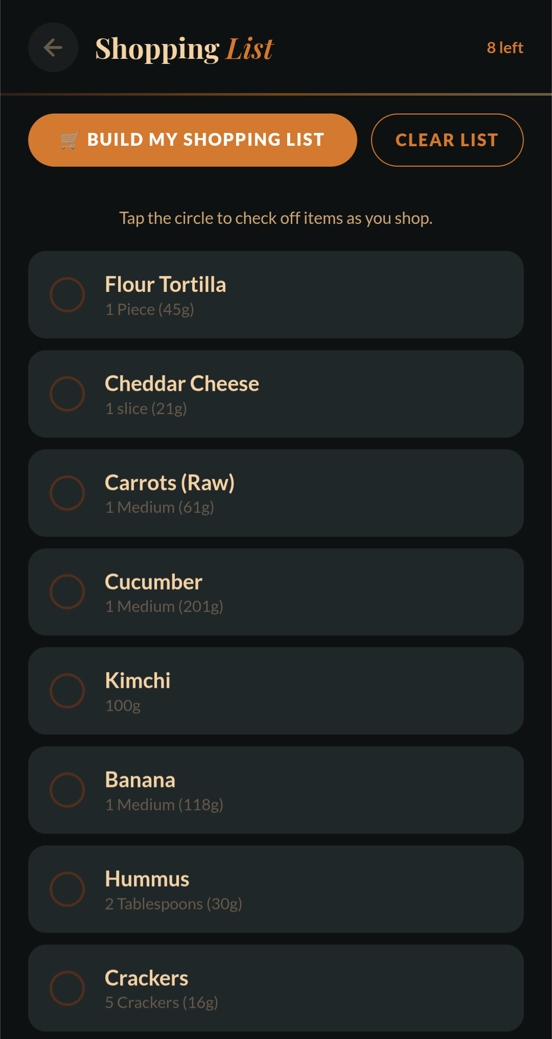 Shopping List Screen